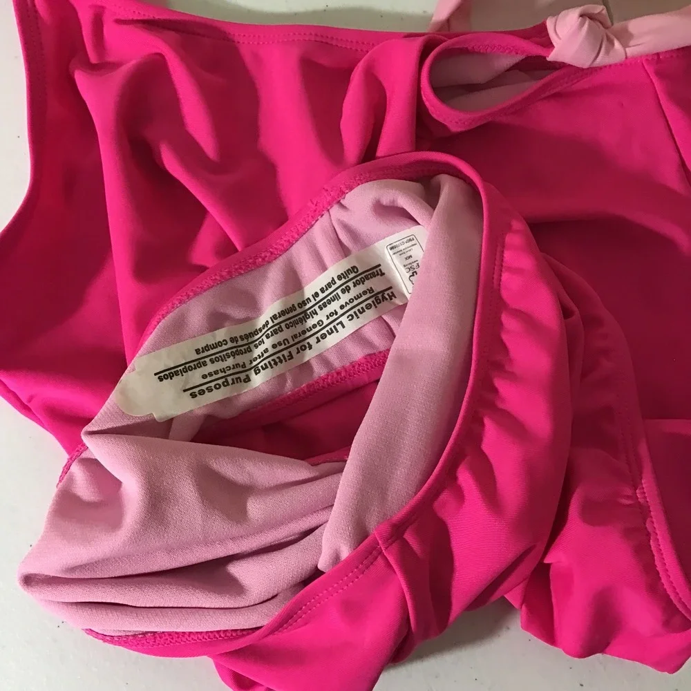 Wonder Nation Girls One Piece Swimsuit Fuchsia Sizzle Pink UPF 50+ XL 14-16 Plus